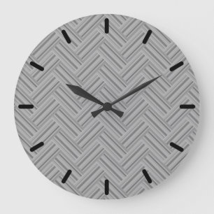 Grey stripes double weave pattern große wanduhr