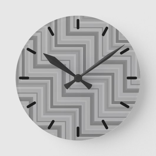 Grey stripes stairs pattern runde wanduhr (Vorderseite)