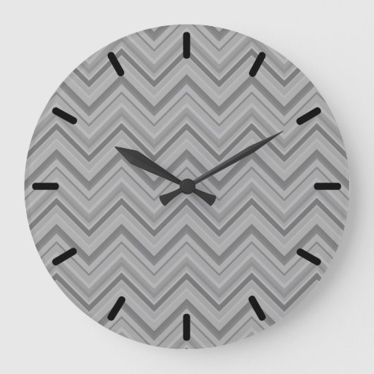 Grey stripes zigzag pattern große wanduhr (Vorderseite)
