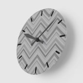 Grey stripes zigzag pattern runde wanduhr (Winkel)