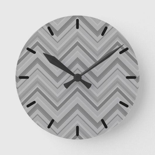 Grey stripes zigzag pattern runde wanduhr (Vorderseite)