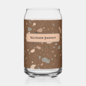 Grey Tan Glass Chips Brown Retro Terrazzo Pattern Dosenglas (Vorderseite)