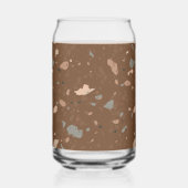 Grey Tan Glass Chips Brown Retro Terrazzo Pattern Dosenglas (Rückseite)