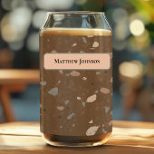 Grey Tan Glass Chips Brown Retro Terrazzo Pattern Dosenglas