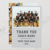 Grey Thank you Coach Card Team Name Photo Dankeskarte (Vorne/Hinten)