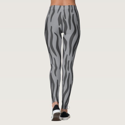 Grey Tiger Animal Print Women's Leggings (Rückseite)