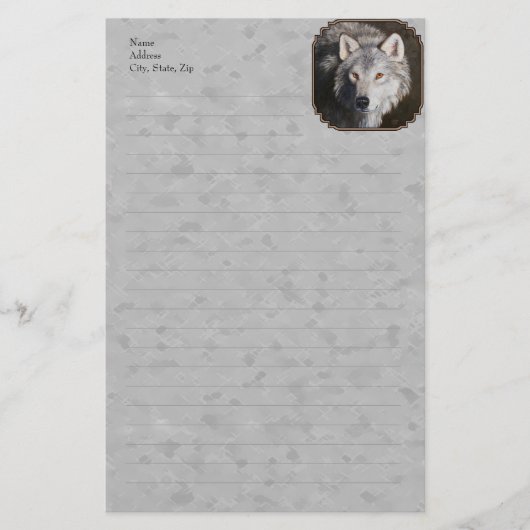Grey Timber Wolf Face Briefpapier (Vorderseite)