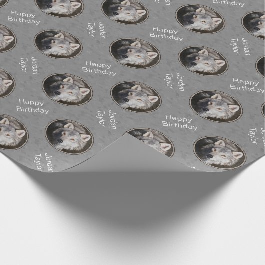 Grey Timber Wolf Face Geschenkpapier (Ecke)