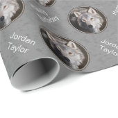 Grey Timber Wolf Face Geschenkpapier (Rolleneckpunkt)