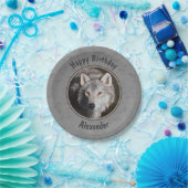 Grey Timber Wolf Face Pappteller (Party)