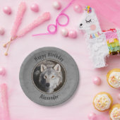 Grey Timber Wolf Face Pappteller (Party)