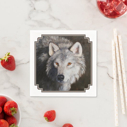 Grey Timber Wolf Face Serviette (Beispiel)