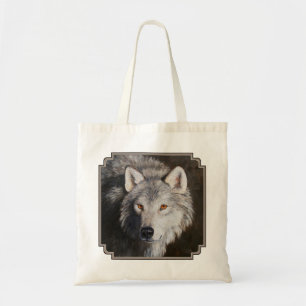 Grey Timber Wolf Face Tragetasche