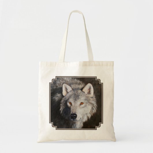 Grey Timber Wolf Face Tragetasche (Vorne)