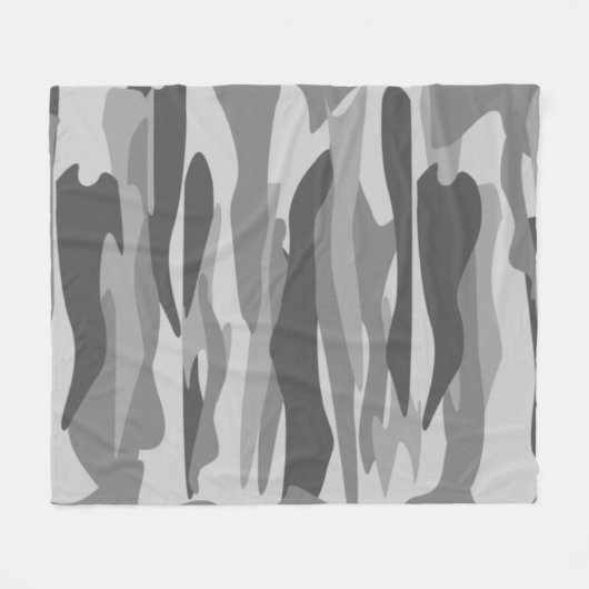 Grey Tone Abstract Camouflage Fleecedecke (Vorderseite (Horizontal))