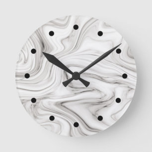 Grey Tone Marble Style Digital Art Pattern Runde Wanduhr