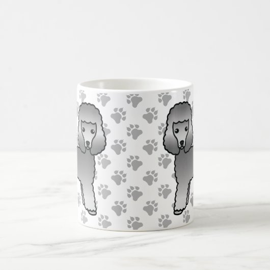 Grey Toy Poodle Niedlich Cartoon Dog Kaffeetasse (Mittel)