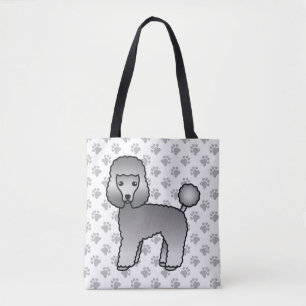 Grey Toy Poodle Niedlich Cartoon Dog Tasche