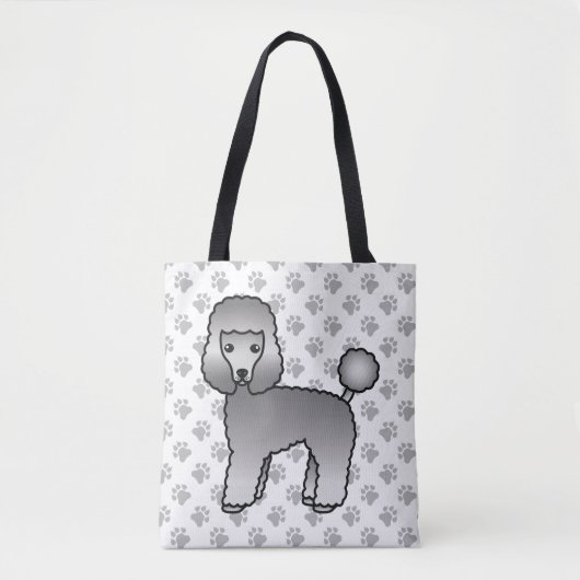 Grey Toy Poodle Niedlich Cartoon Dog Tasche (Vorderseite)