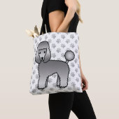 Grey Toy Poodle Niedlich Cartoon Dog Tasche (Von Nahem)