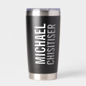 Grey train graphic full name drinks bottle thermobecher (Vorderseite)