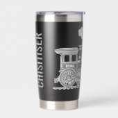 Grey train graphic full name drinks bottle thermobecher (Links)