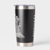 Grey train graphic full name drinks bottle thermobecher (Rechts)