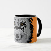 Grey Tribal Wolf Head Tasse (VorderseiteRechts)