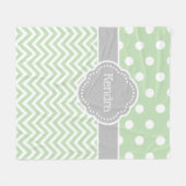 Grey und Grey Polka Dot Zickzack Monogram Fleecedecke (Vorderseite (Horizontal))