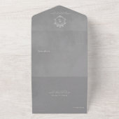 Grey Velvet Elegant Baroque Frame Wedding All In One Einladung (Außenbereich)