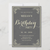 Grey vintage elegant birthday  einladung (Vorderseite)
