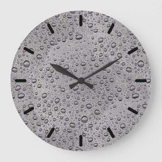 Grey water droplets große wanduhr (Vorderseite)