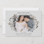 Grey Wedding Fancy Ornament Frame Flowers Photo (Vorderseite)