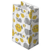 Grey Whale & Blowfish Cartoon Baby Monogram Kleine Geschenktüte (Rückseite Schrägansicht)