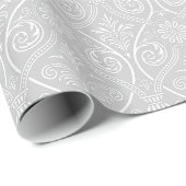 Grey & White Damask Geschenkwrap Geschenkpapier (Rolleneckpunkt)