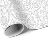 Grey & White Damask Geschenkwrap Geschenkpapier (Rolleneckpunkt)