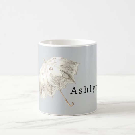 Grey White Hearts Umbrella Kaffeetasse (Mittel)