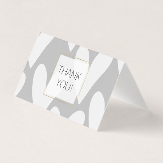 Grey White Hearts Wedding Vielen Dank (Vorderseite)