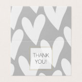 Grey White Hearts Wedding Vielen Dank (Außenseite Aufgefaltet)