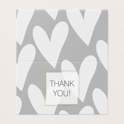 Grey White Hearts Wedding Vielen Dank (Außenseite Aufgefaltet)