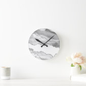 Grey White Marble Agate Simple Silver Sparkle Runde Wanduhr (Zuhause)