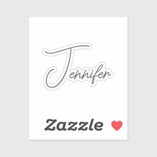 Grey White Modern Minimalist Handwriting Name Aufkleber (Blatt)