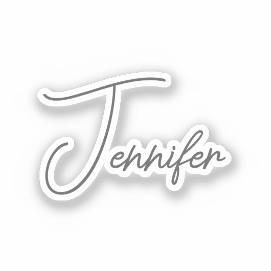 Grey White Modern Minimalist Handwriting Name Aufkleber (Vorderseite)