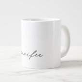 Grey White Modern Minimalist Handwriting Name Jumbo-Tasse (Vorderseite Rechts)
