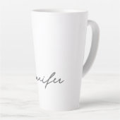 Grey White Modern Minimalist Handwriting Name Milchtasse (Rechte Ecke)