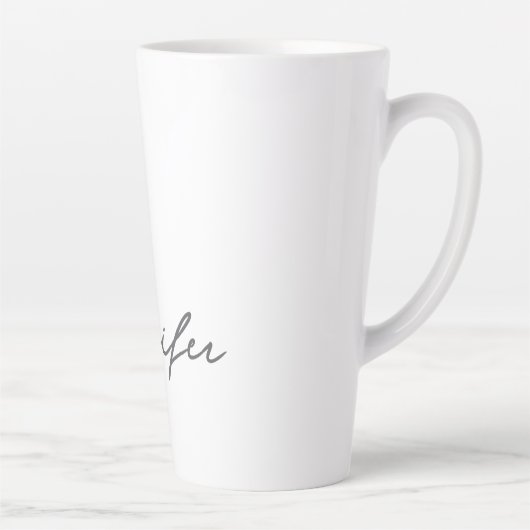 Grey White Modern Minimalist Handwriting Name Milchtasse (Rechts)