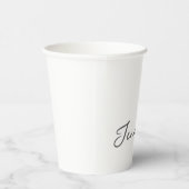 Grey White Modern Minimalist Handwriting Name Pappbecher (Rechts)