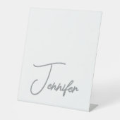 Grey White Modern Minimalist Handwriting Name Sockelschild (Vorderseite)