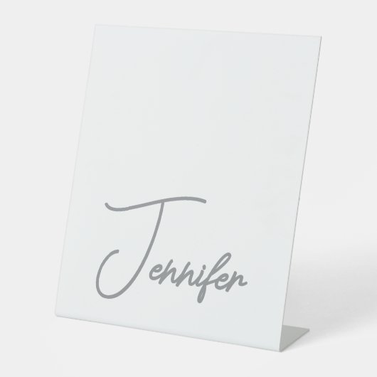 Grey White Modern Minimalist Handwriting Name Sockelschild (Vorderseite)