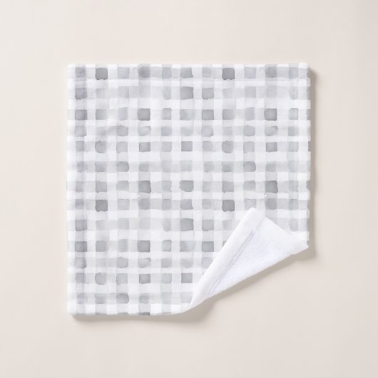 Grey White Plaid Stripes  Badhandtuch Set (Waschlappen)